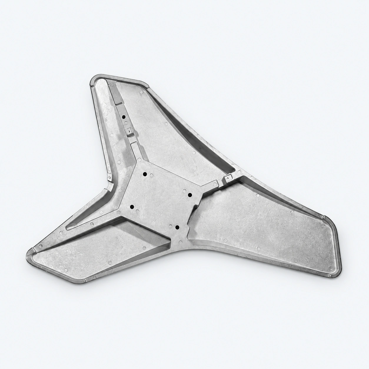 Three-arm cast mounting base viewed from the underside.